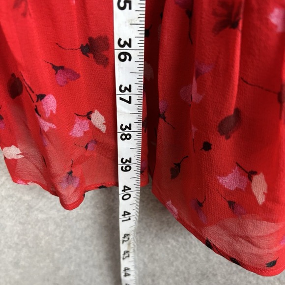 NWT Joie Midi Dress Womens Medium Red Floral 100% Silk One-Shoulder Asymmetrical - Picture 5 of 8